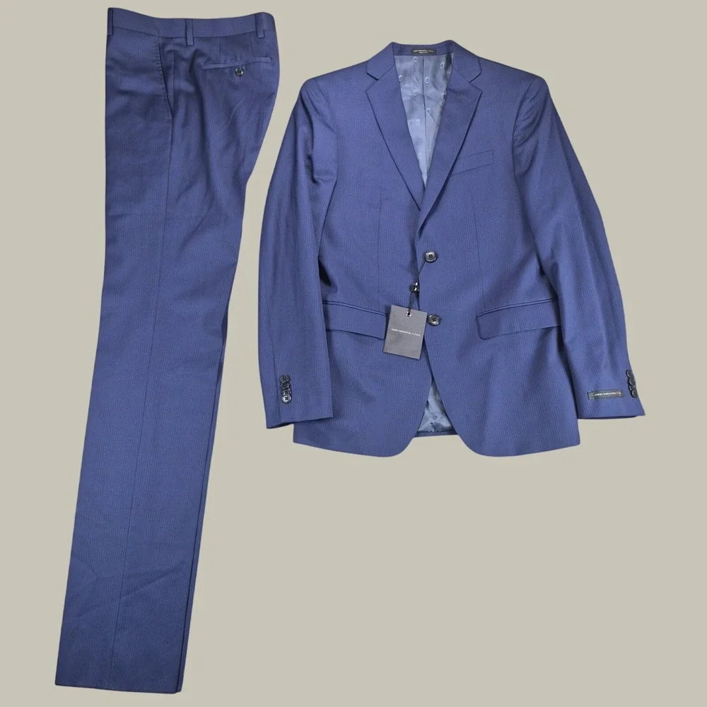 NWT John Varvatos Suit Mens 36R Blue Pinstripe Bedford Wool Blazer Pants 29W